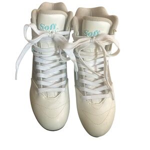 White High-Top Athletic Shoes with Leather Upper